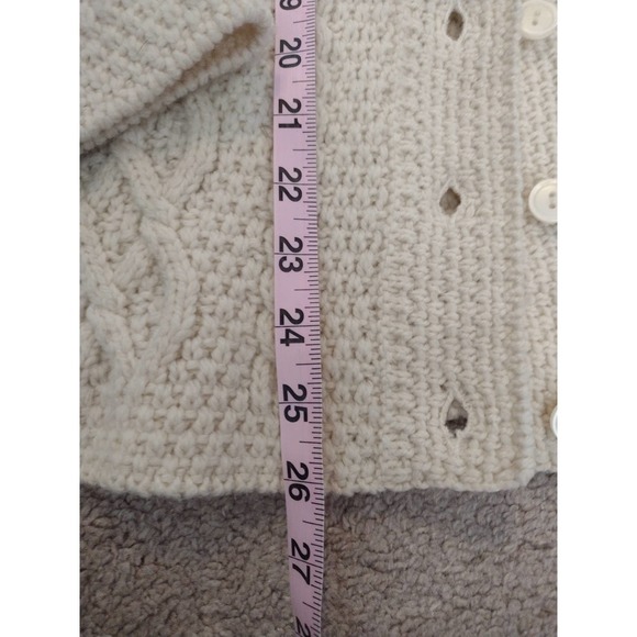 Paul James 100% Wool Aran Cableknit Collared Sweater Made in England - Picture 7 of 10